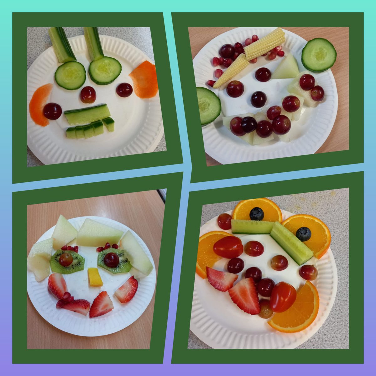 JANEHINDMARCH's tweet photo. At Shay Lane School today. Year 2 children learning about healthy eating, 5-a-day, and different fruits. Educating in a fun way.... creating fruity faces #rootstothefuture https://t.co/K9NNS4f9ft