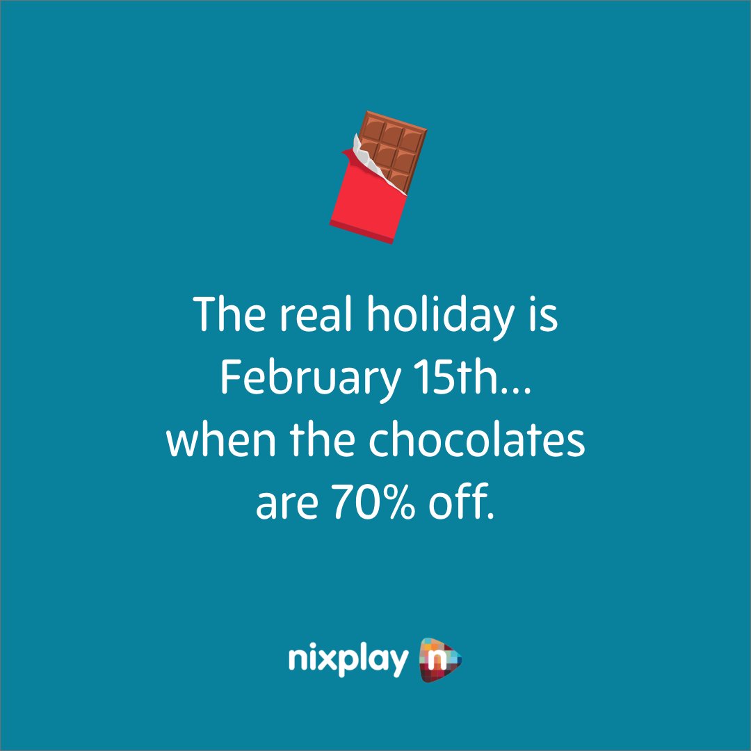 After Valentine's Day Chocolate Sale! The day chocolate lover's wait for in February. Oh BTW! The Valentine's Day Sale is extended until end of today! So checkout at bit.ly/NixplayChocola… to get the best deals! 😆