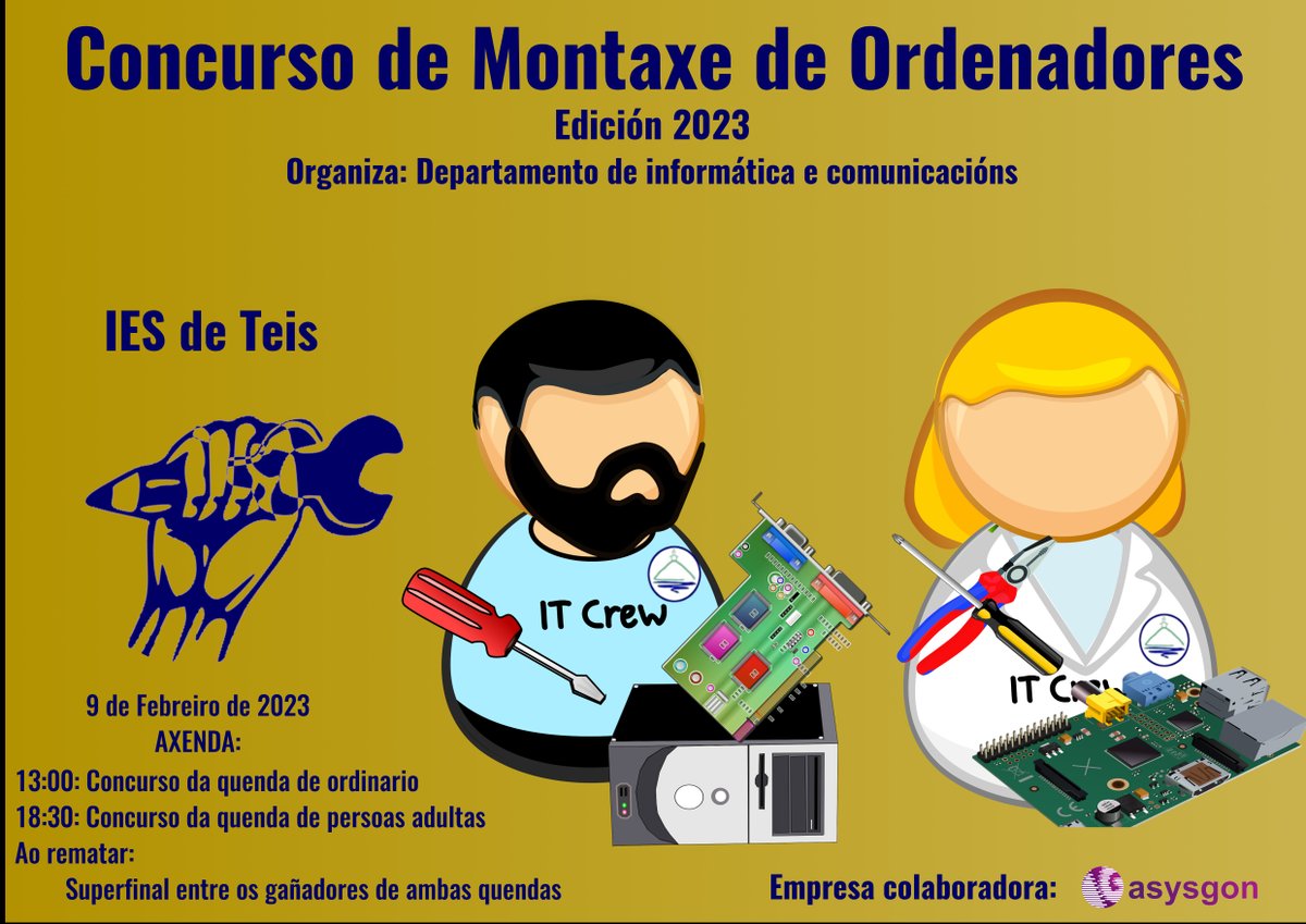 Volve o concurso de montaxe de ordenadores. O próximo 9 de febreiro no IES de Teis! edu.xunta.gal/centros/iestei…