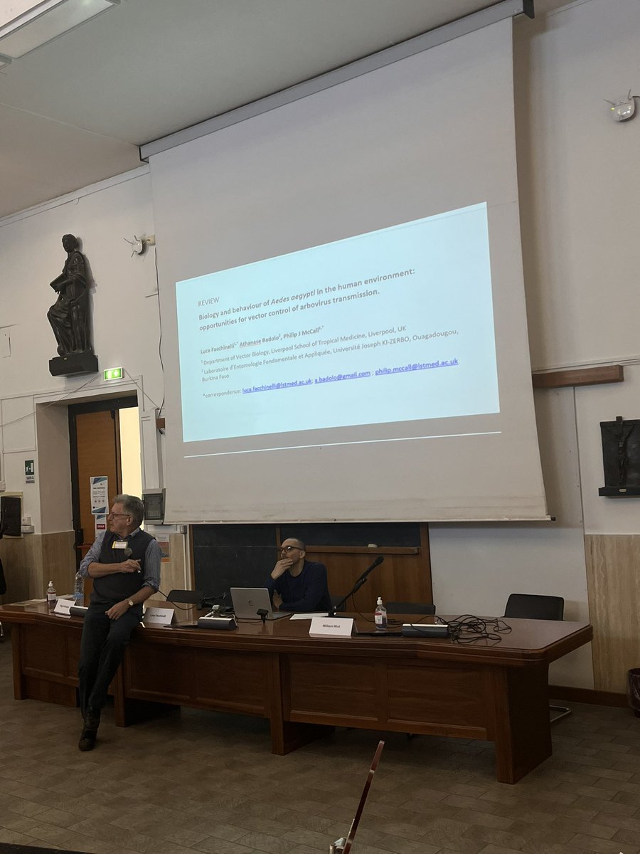 aedescost's tweet photo. 🗣️ Luca Facchinelli from @LSTM_Kenya has showed us the Aedes aegypti bionomics in urban environment. Nice to learn about common aspects with the Asian tiger mosquito 🦟 
#AIMCOST https://t.co/WQUzmpUg3E