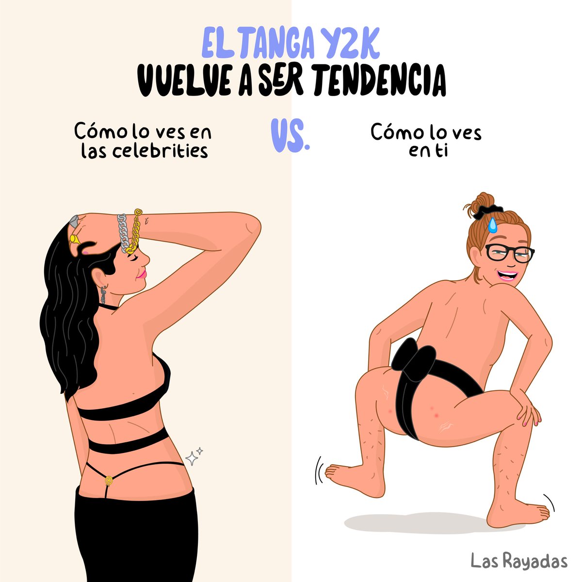 Las_Rayadas's tweet photo. ¿Alguien se suma a la tendencia de enseñar el tanga? porque nosotras...no.
Que cada quien vista como quiera, pero... ¿Qué opináis?🤔
 #moday2k  #año2000 #flow2000 https://t.co/8Ag1KBkxWC