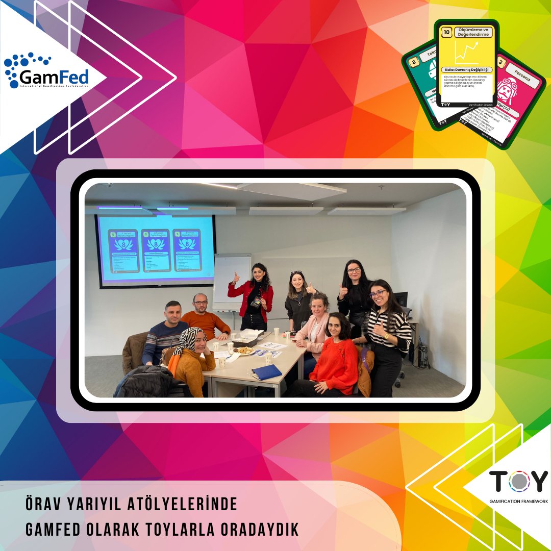 ÖRAV Yarıyıl Atölyeleri kapsamında düzenlenen "Toy Kartları ile Eğitimde #Oyunlaştırma Atölyesi" Ercan Altuğ Yılmaz ve Neslihan Arslan'ın sunumuyla tamamlandı 🚀 

<a href="/orav2008/">Öğretmen Akademisi Vakfı</a> 
<a href="/gdecards/">Gamification Decards</a> 

Oyunlaştırmak istediğiniz konular için  inceleyebilirsiniz👇

gamificationdecards.com