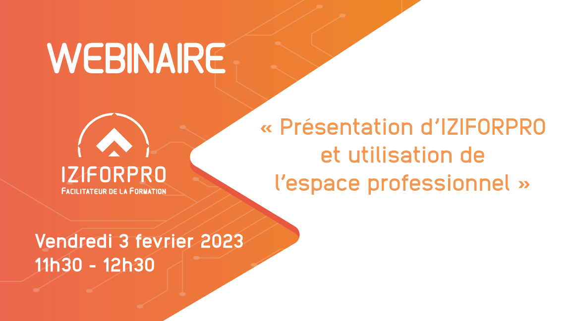 [WEBINAIRE] Demain, vendredi 3 février 2023, nous vous donnons rendez-vous de 11h30 à 12h30 pour un #webinaire de présentation d’<a href="/IZIFORPRO/">IZIFORPRO</a> et de nos différentes #prestations.
Pour y participer, cliquez sur le lien de la visio-conférence ci-dessous :
axis.my3cx.fr/.../68f557d040…...