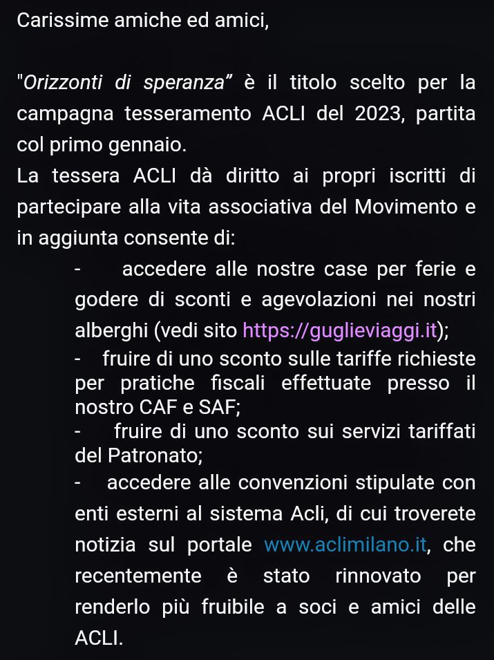AcliMeda's tweet photo. Tesseramento Acli 2023! 🎉 https://t.co/odcK89Q4DX