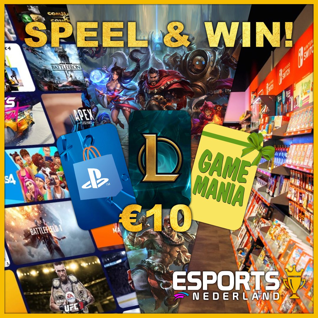 🍀 Speel &amp; Win! 🍀

Neem gedurende de maand februari deel aan onze toernooien en zet je loterij-tickets in om kans te maken op vouchers voor de PlayStation store, Game Mania en Riot points!

Succes!