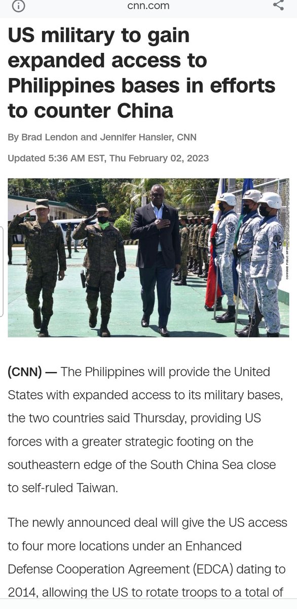 Oceanworldfree's tweet photo. "Austin did not give the location of the bases to which the US military will gain new access" - a total of nine bases throughout the Philippines
US troops on the next step may be
⚫At least 2 Marine Regiments (MLR) for #ForwardDeterrence
⚫Relocation troops from JP,
#MiddleEast https://t.co/j4iT87oKlL
