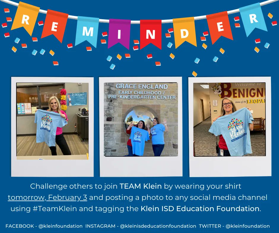 KleinFoundation's tweet photo. As a group, TEAM Klein is one of the @KleinFoundation's largest donors. With their help, we have funded over $2 million in educator grants for @KleinISD employees since 2001. Visit
https://t.co/wv9AmLItAY to sign up and join the TEAM today! #TEAMKlein https://t.co/FXh5gXaq71