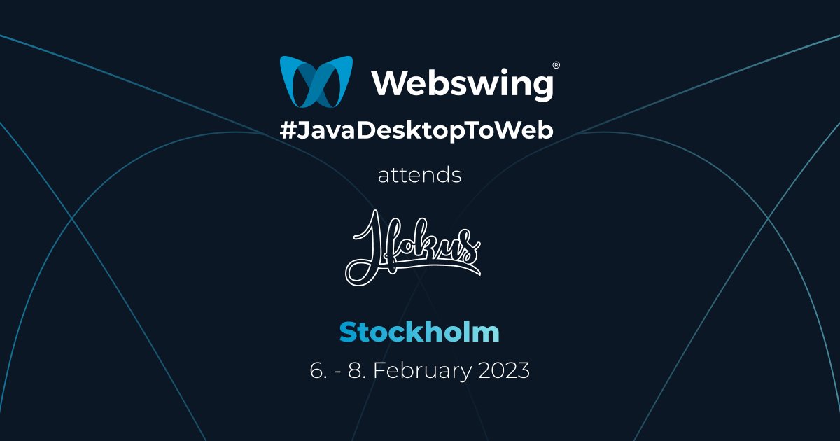 Webswing_org's tweet photo. Be with Webswing at the JFOKUS conference in Stockholm and you can follow our presence here https://t.co/PNMbYyzOPE

#java #technology #software #programming #javafx #swing #netbeans #app #webswing #JFOKUS #stockholm https://t.co/cbGkeWuKA8