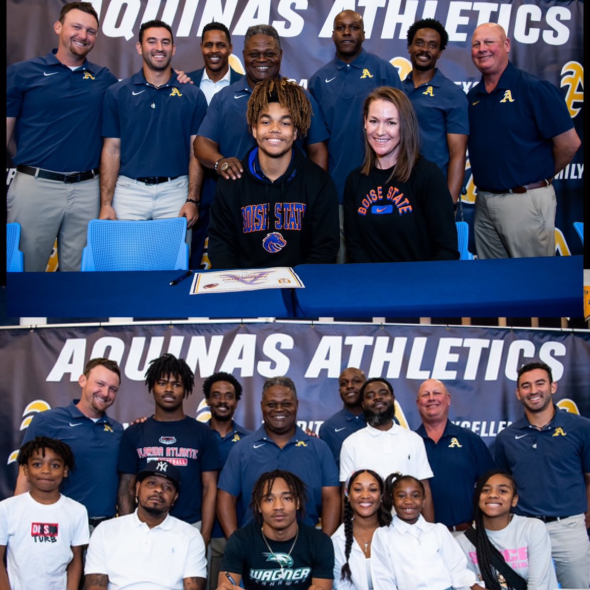 Dbrave_8's tweet photo. Congratulations to our wideouts! I am honored to have been apart of your journey!! Proud of the work you put in! Your futures are very bright. #YouGoWeGo @STA_Football @AquinasRaiders https://t.co/rlOBEBslrp