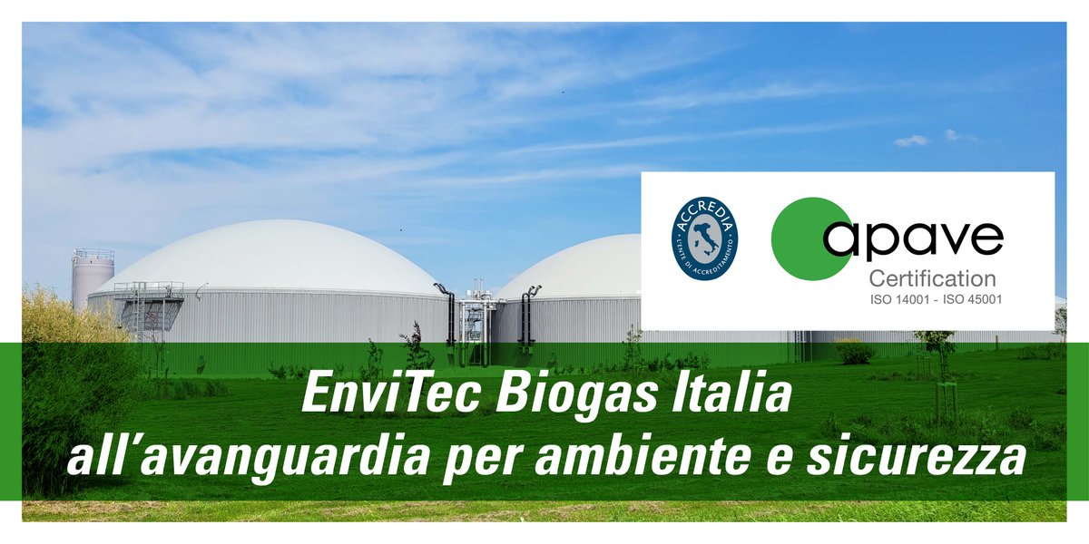 EnviTecBiogas's tweet photo. Siamo molto orgogliosi dei nostri colleghi di EnviTec Biogas Italia, che ottenendo recentemente le certificazioni ISO 14001 e ISO 45001!
▶️ Per saperne di più - https://t.co/2nzxYx1B0U
#biometano #gasupgrading #gnl #biocng #biognl #biocarburante #gasrinnovabile #co2neutro https://t.co/hIKawQmbk9