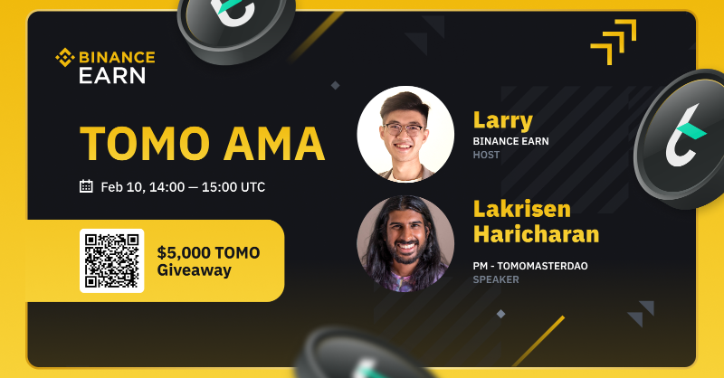 binance's tweet photo. Join us on #Binance Live for a @TomoChainANN AMA with @lakrisen_h, Product Manager at TomoChain.
 
🗓️ February 10, 2023.
⏰ 14:00 UTC

There will also be $5,000 in $TOMO to be won - see thread on how to participate!

Set a reminder ⤵️