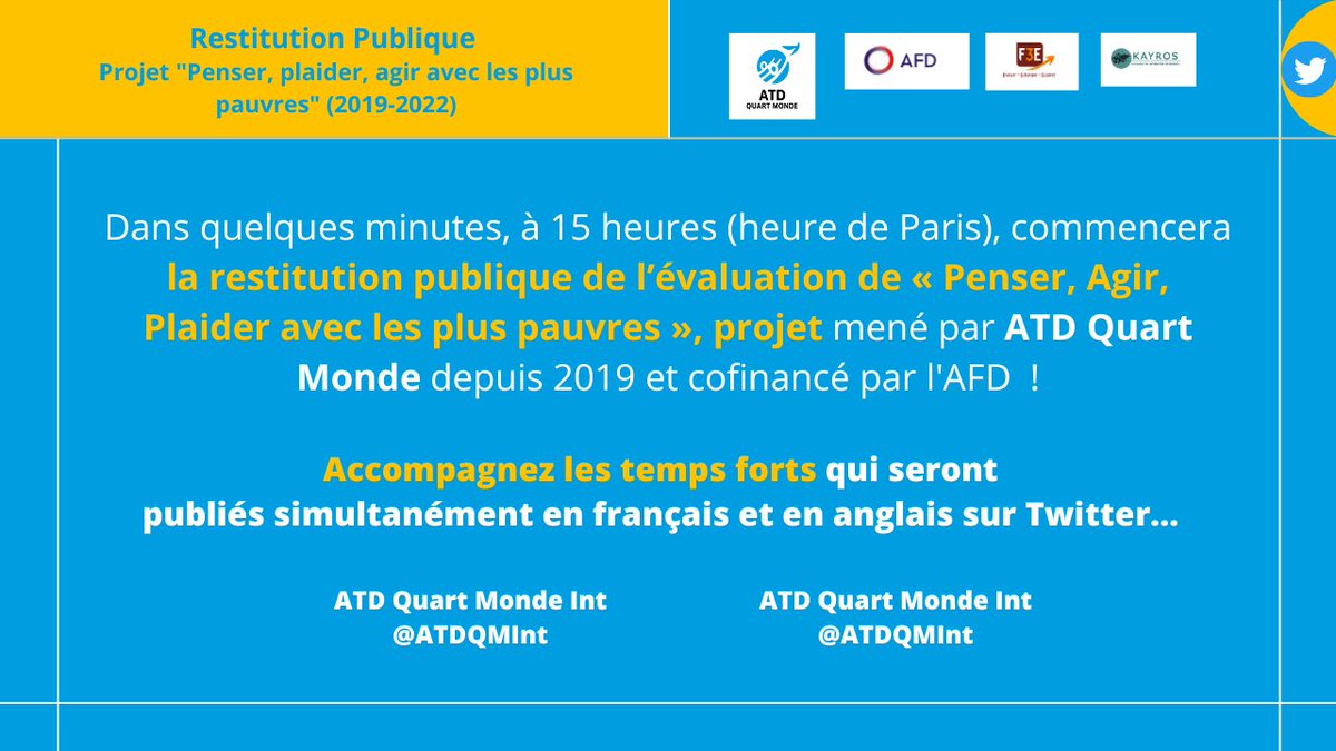 ATDQMInt's tweet photo. Suivez nos tweets de la Restitution Publique du Projet « #Penser,  #Agir, #Plaider avec les plus #pauvres » (PAP) ! https://t.co/Ll3RVI9gO1