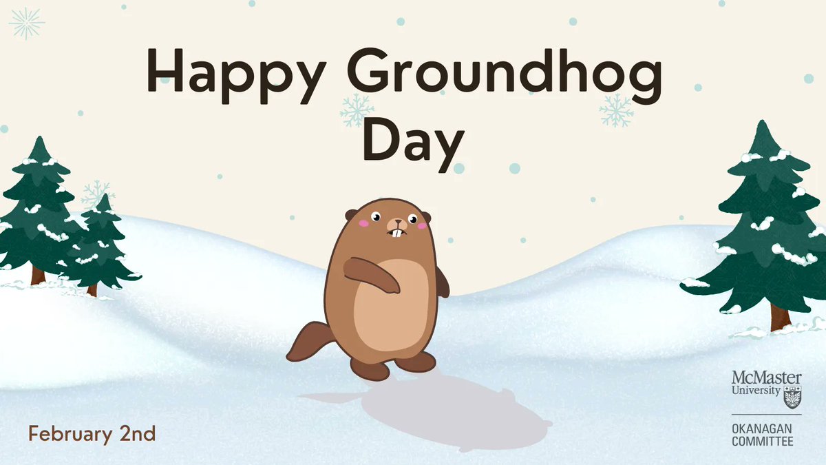 Happy Groundhog Day! Will the groundhog see its shadow or is spring coming early - and will this prediction even come true? 🤔 
 
#GroundhogDay #McMasterU #OkanaganCharter