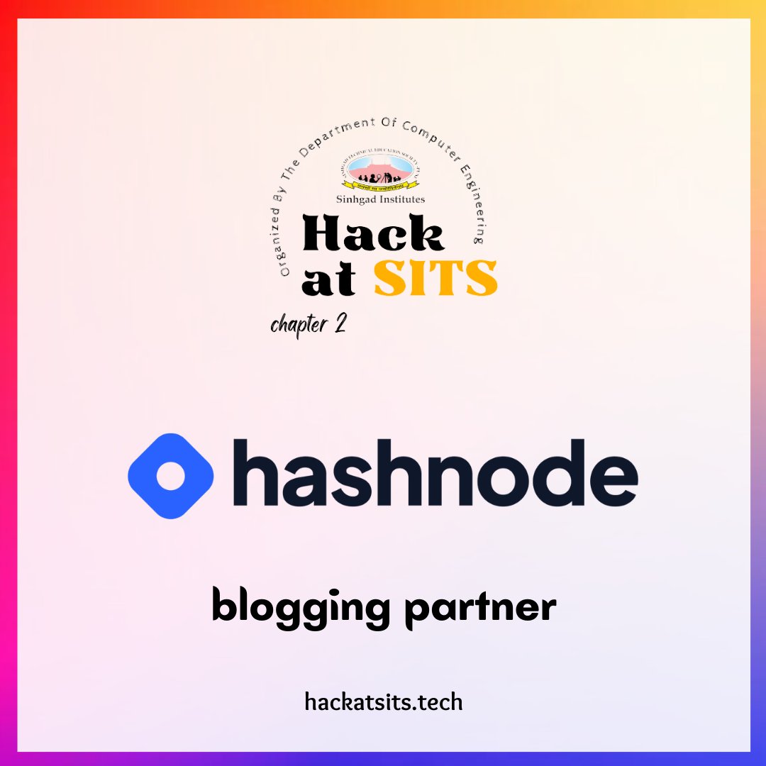 hackatsits's tweet photo. Hello Developers !! 👋
We are happy to announce @hashnode as our blogging partner. 🎉
Create your hashnode profile: https://t.co/KE6514JwOp
Pre-register for Hack At SITS: https://t.co/1BMpU6clyP https://t.co/fXdc05Zcp0