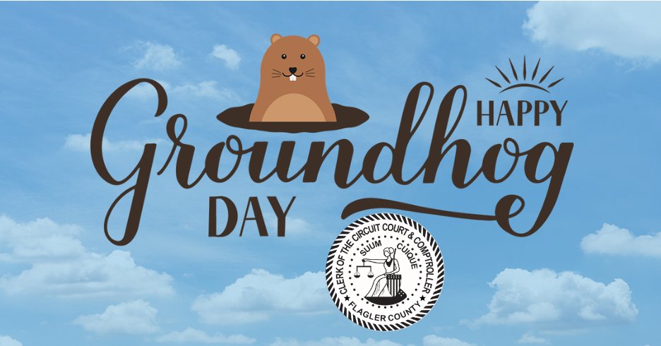 FlaglerClerk's tweet photo. Happy #Groundhog Day! Is the sun here to stay or will the groundhog come out and see his shadow? Whether it’s six more weeks of winter or the start of spring, the Flagler Clerk provides year-round services for every season of your life.
#flaglerclerk #flaglercountyfl #flclerk https://t.co/B4MZHoFvry