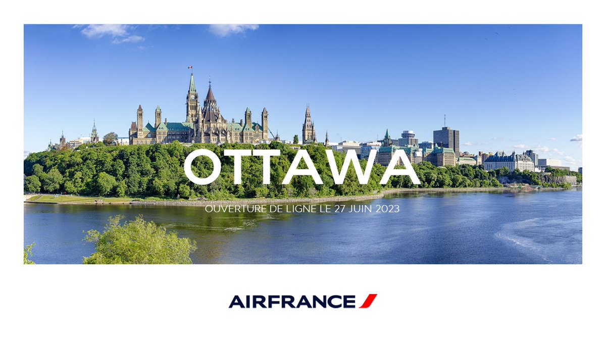 #AirFrance étend son réseau au #Canada 🇨🇦 et desservira à compter du 27 juin 2023, #Ottawa, sa 5e destination.✈️
La capitale fédérale sera reliée au Hub d’#AirFrance à #ParisCDG 5 fois par semaine en Airbus A330-200.
👉 bit.ly/3YgjyBD