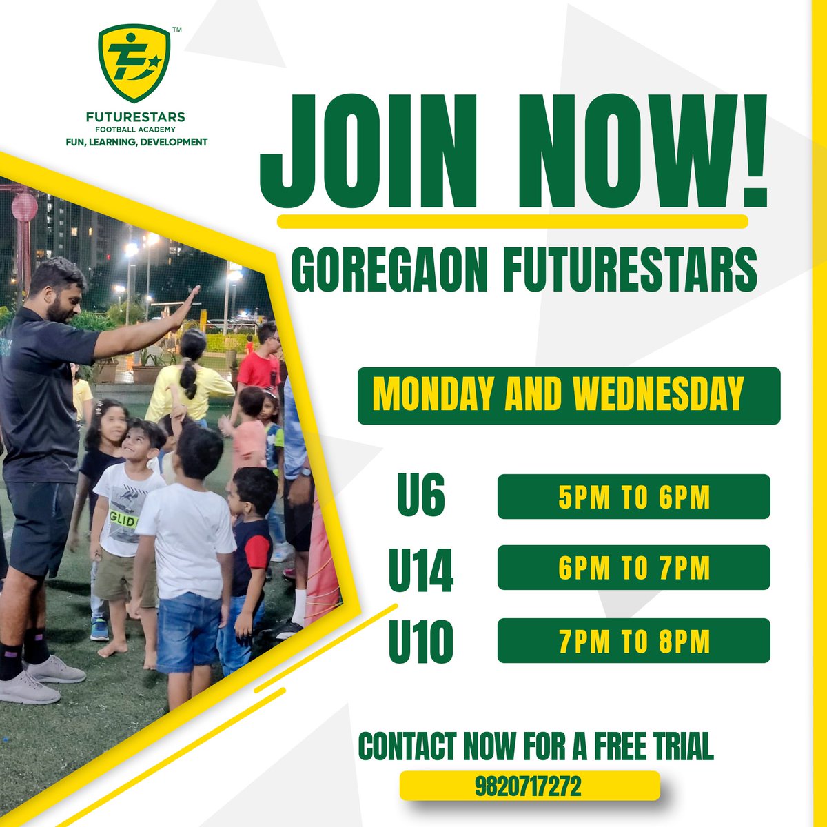 FSFAcademyIndia's tweet photo. 📢JOIN FUTURESTARS FOOTBALL ACADEMY GOREGAON NOW📢

New Batches Open Now!

HI-5ERS TURF, GOREGAON📍🧭

⚽Monday and Wednesday
⚽Under-6, Under-10, and Under-14

Join now And Make Sure Your Child👧👦 Gets The Best Coaching, Only at FutureStars Football Academy

Call Now 9820717272 https://t.co/eE7cenZn9r