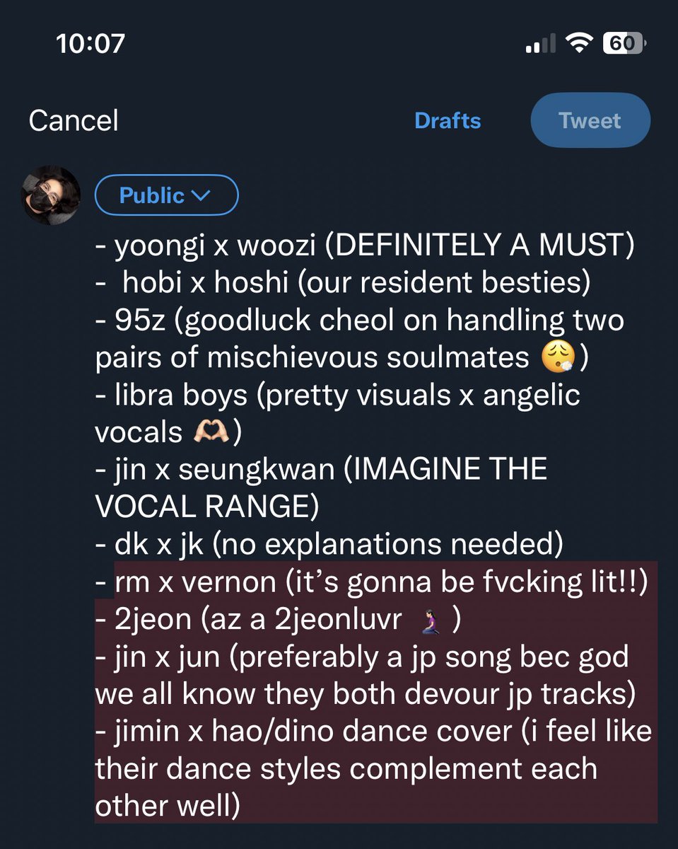 2jeonluvr's tweet photo. anyways here are my dream btsvt collabs 😌 https://t.co/TjhjlblBcp