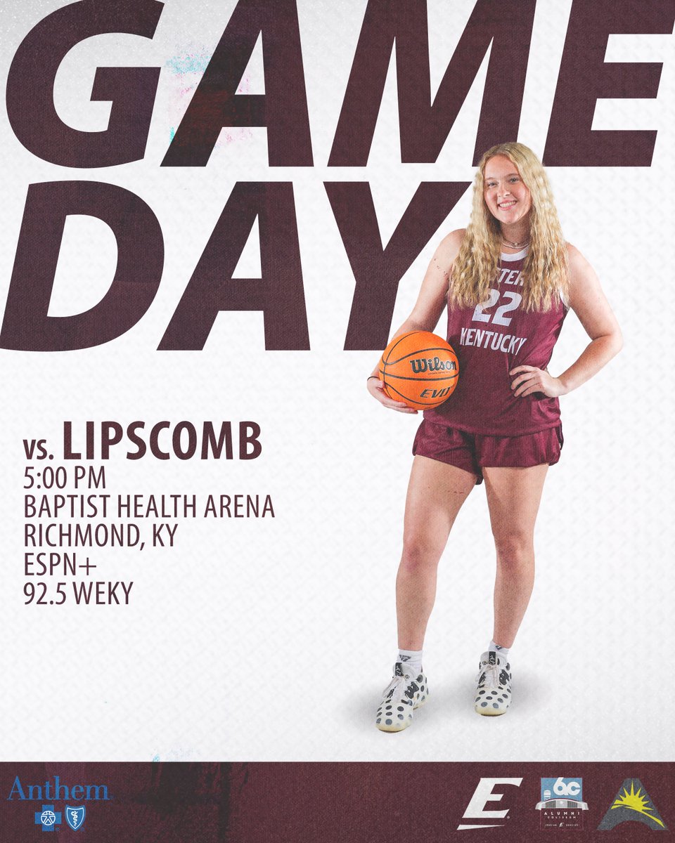 Big one today at Alumni Coliseum! 🤠 🆚 - Lipscomb 📌 - Richmond, KY 🏟️ - Baptist Health Arena ⏰ - 5 PM 🎟️ - bit.ly/3XWzJEI 📺 - es.pn/3XY8XM9 📻 - bit.ly/3jcMyet 📊 - bit.ly/2DaPKQQ #GoBigE | @AnthemBCBS