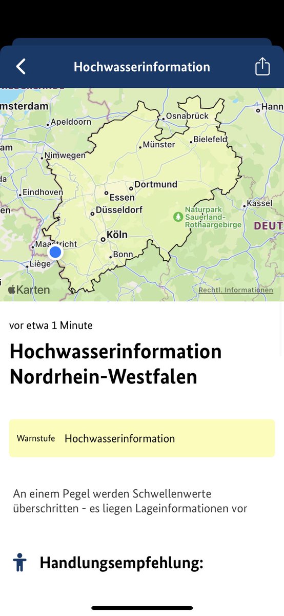 JvondenBerken's tweet photo. Solange #Warnung so läuft, ist diese wertlos! 
Inhaltsleer, nichtssagend und ohne Handlungsanweisung. 
Liebes @BBK_Bund - bitte verbessert das mit dem Hochwasserportal und @IM_NRW https://t.co/jX3HlBXlmg
