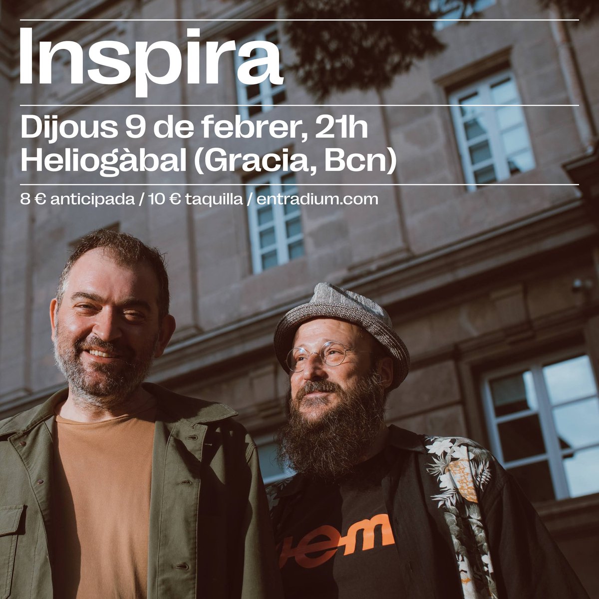 Inspira (@inspirabcn) on Twitter photo 🔴 Una setmana pel concert a l'<a href="/heliogabalbcn/">Heliogàbal</a>!
Moltes ganes de trobar-nos allà! ❤️🔥
Entrades:
entradium.com/events/inspira…
#acabaicomença
@inspira_banda
@jordi_lanuza
@fer_fguitars
<a href="/bankrobberbcn/">Bankrobber</a> 🔴 Una setmana pel concert a l'<a href="/heliogabalbcn/">Heliogàbal</a>!
Moltes ganes de trobar-nos allà! ❤️🔥
Entrades:
entradium.com/events/inspira…
#acabaicomença
@inspira_banda
@jordi_lanuza
@fer_fguitars
<a href="/bankrobberbcn/">Bankrobber</a>
