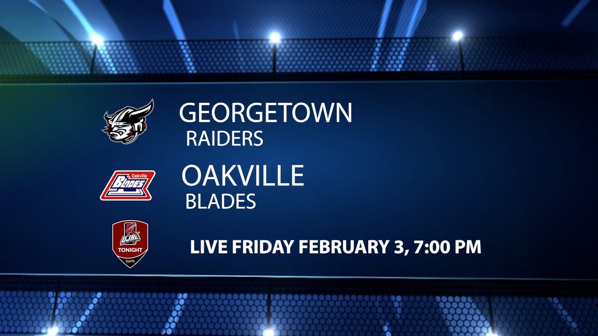 yourtvhalton's tweet photo. This Friday, Feb. 3rd, catch #local #OJHL action LIVE when the @OJHLRaiders visit the @OakvilleBlades only on #yourtvhalton - Game Time 7:00pm! https://t.co/gIWABQypJq