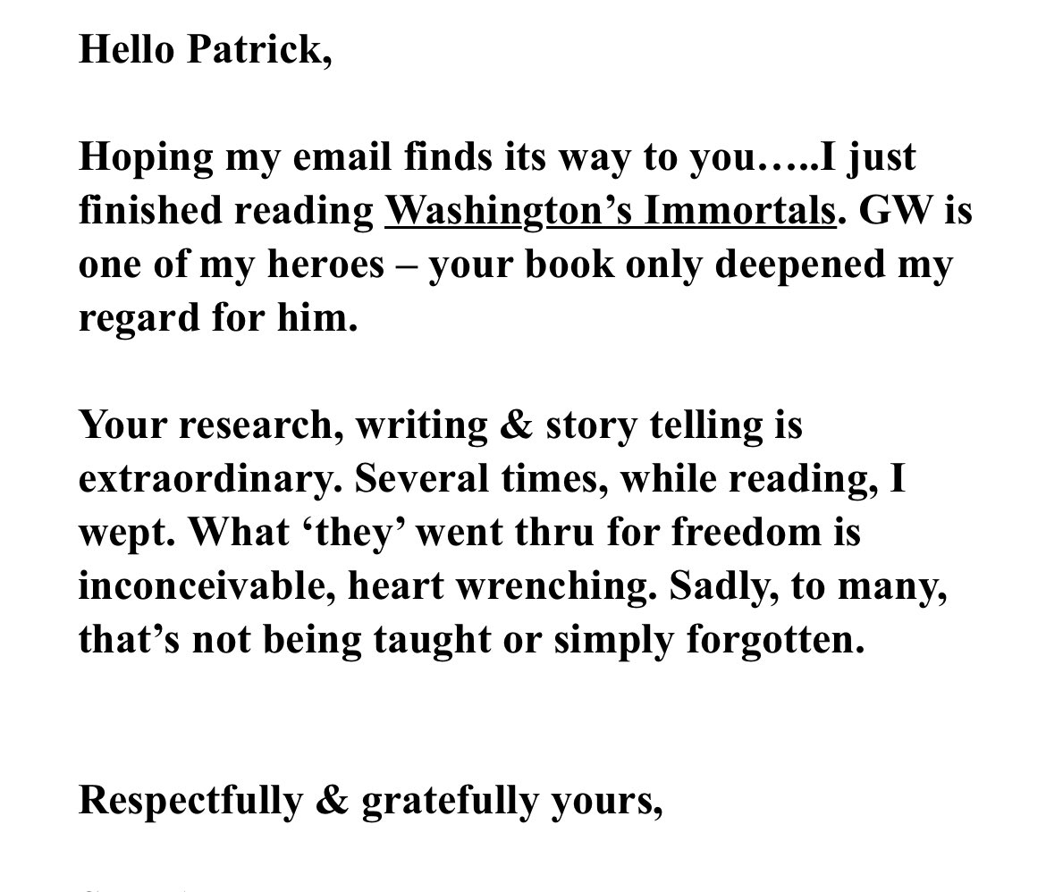combathistorian's tweet photo. As an author, I’m grateful and blessed to receive emails like these nearly every week.  #WashingtonsImmortals #Marylanders https://t.co/jKLcotmfmQ