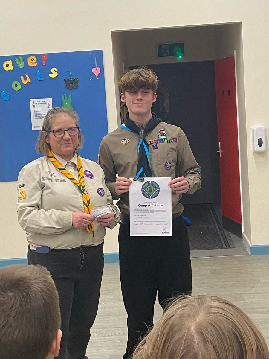 1stSomerton's tweet photo. Very proud to present the Young Leader award to our Young Leader who has been volunteering with our Cubs for Bronze, Silver and Gold D of E this evening. He has also been with the group since he was a Cub himself and has been a great role model for our current Cubs. https://t.co/xk5T1lBo56