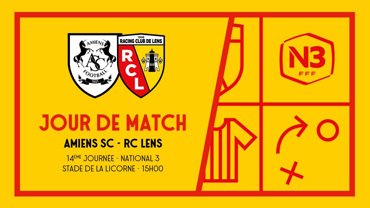 RCLens's tweet photo. 𝐉𝐨𝐮𝐫 𝐝𝐞 𝐦𝐚𝐭𝐜𝐡 pour la réserve lensoise 🔥
J1⃣4⃣ #N3
🆚 @AmiensSC
🕧 15h00
📍 Stade de la Licorne
#ASCRCL #MadeInGaillette #National3 ❤️💛 https://t.co/HWfYnzcQjI