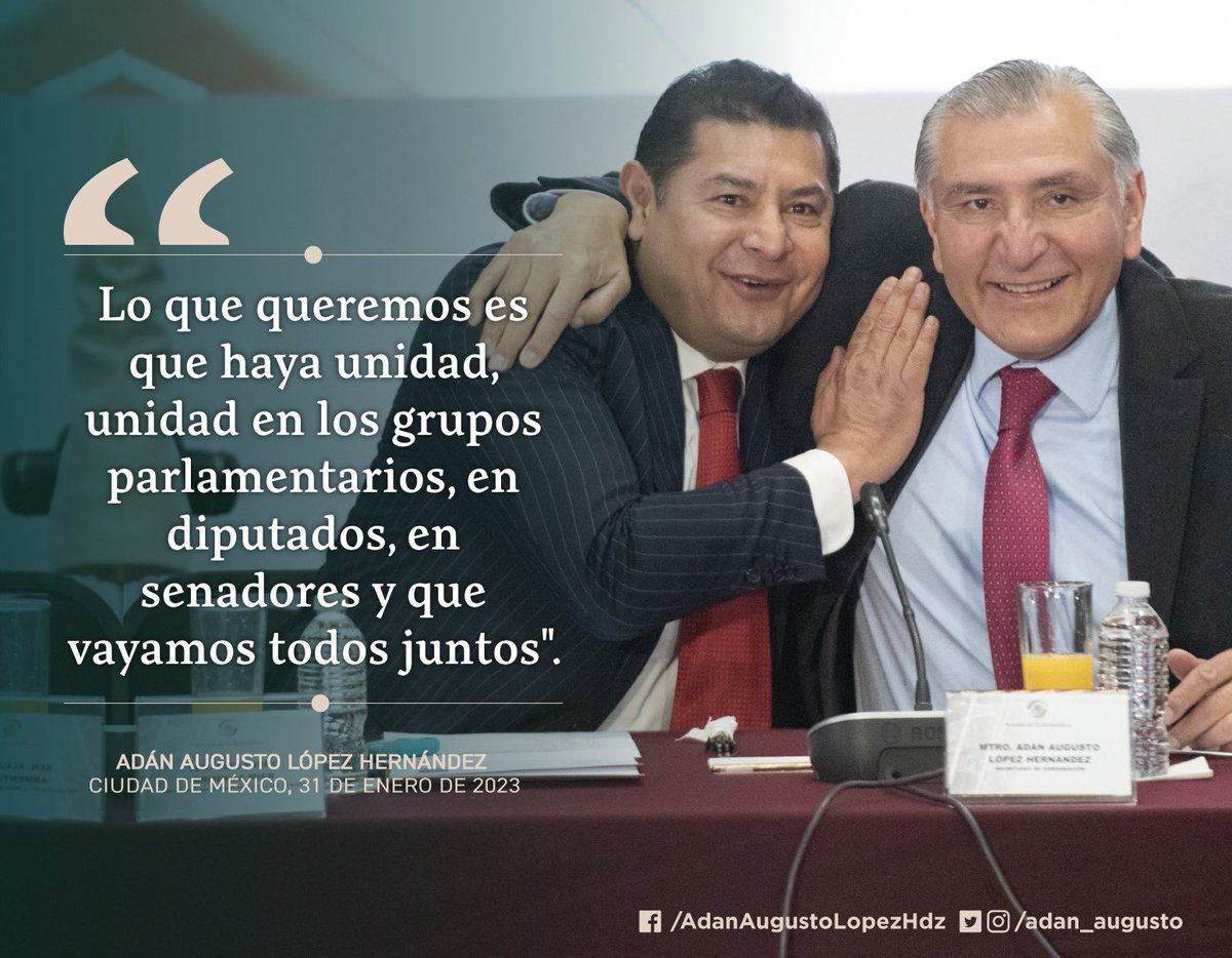 adan_augusto's tweet photo. La unidad asegura la Transformación del país. https://t.co/ZCdeOZprL4