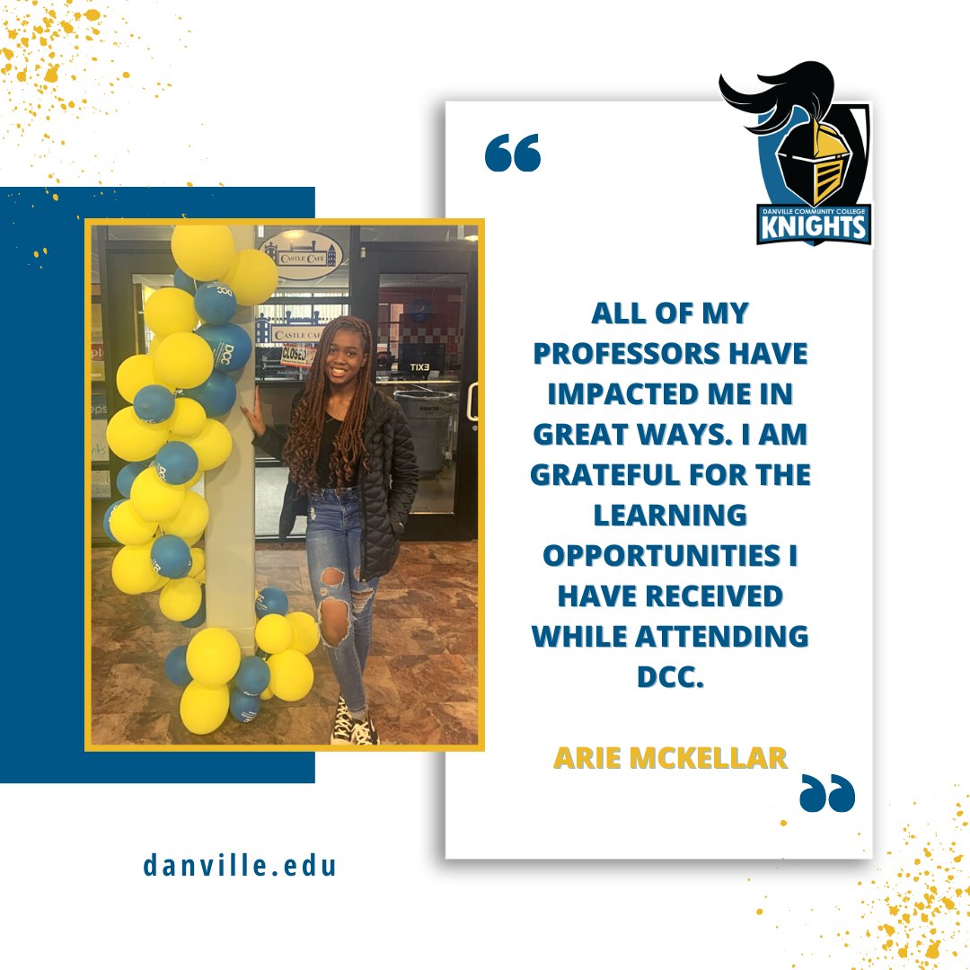 DCCPR's tweet photo. We love to hear from our students π£
Check out what Arie McKellar has to say about her professors at DCC! π
#DCC #DanvilleCommunityCollege #DCCKnights #DCCPR #DanvilleVA #DCCStudents #GoKnights https://t.co/XGlODeX9ON