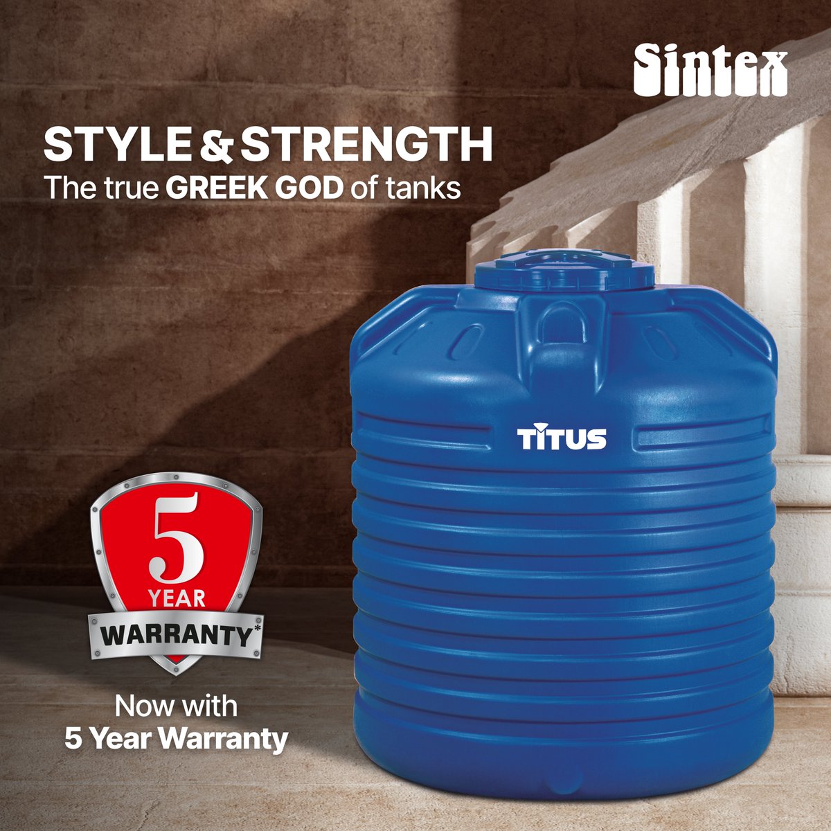 Sintex Titus, the Greek God of Tanks, stands tall as the epitome of strength and style. With its sturdy frame, this tank conquers any terrain and weather conditions.

Get in touch with us today.

#sintex #sintexplastics #sintextitus #sintexbapl #sintexwatertanks