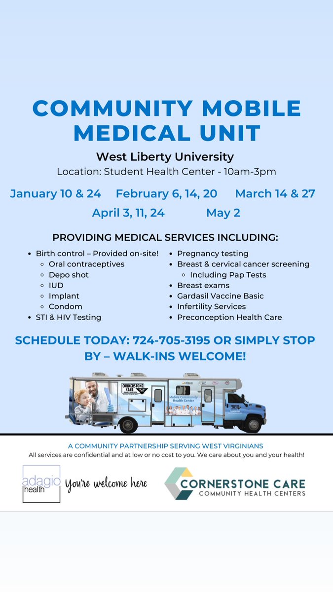 WLActivities's tweet image. Don’t forget the Mobile medical unit will be on campus this upcoming Monday!