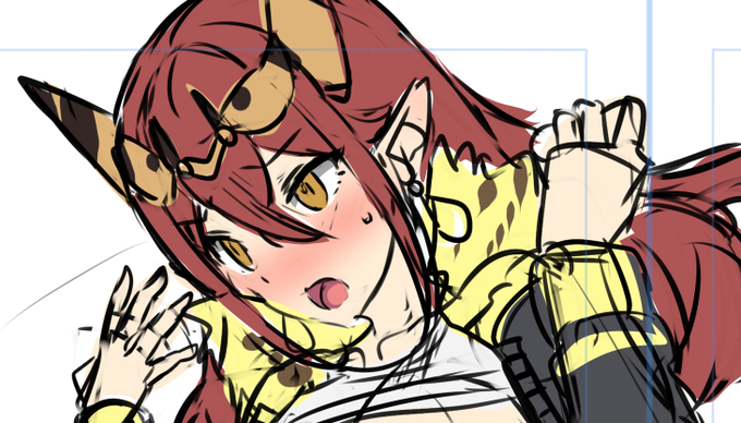 カラーラフまで。デザイン当時は寅年でしたので、鬼をモチーフにしつつ、鬼と縁のある虎柄や縞を服に取り入れてます。 