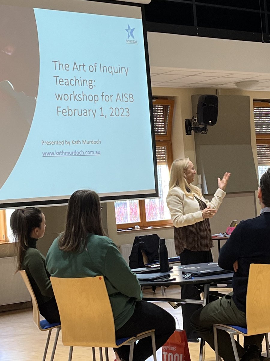 GDolesch's tweet image. Delighted that Kath Murdoch was leading us through meaning making through inquiry this week. We most certainly “Tuned in” @kjinquiry @aisbudapest