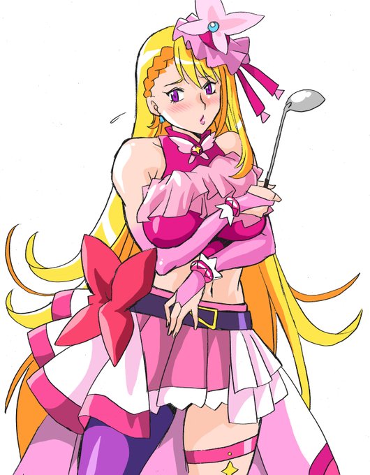 胸よりもちょっとお腹が気になる成人プリキュア・アラサーバージョン。変身アイテムはおたま。
「プ、プリキュアなんて‥私二児の母なのよ」 