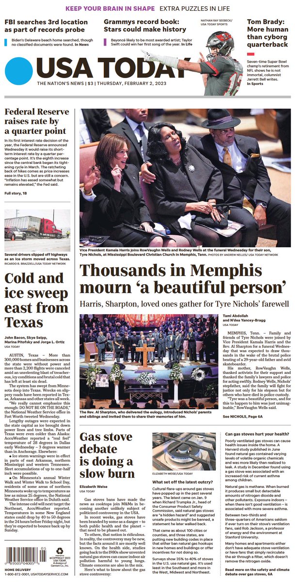 🇺🇸 Thousands In Memphis Mourn 'A Beautiful Person'

▫Harris, Sharpton, loved ones gather Tyre Nichols' farewell
▫<a href="/latams/">Tami Abdollah 🥢 ‏תמר عبدالله</a> <a href="/NdeaYanceyBragg/">N'dea Yancey-Bragg</a> 
▫is.gd/z5PxOI 🇺🇸

#frontpagestoday #USA <a href="/USATODAY/">USA TODAY</a>