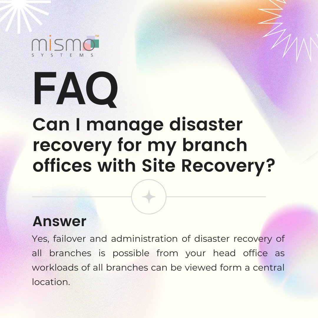 MismoSystems's tweet image. Most Frequently Asked Questions of Azure Site Recovery

Learn More: bit.ly/3BGCuSb

#azuresiterecovery #azure #microsoft #cloud #business #azurebackup #dataprotection #security #digitaltransformation #cloudservices #businesscontinuity #microsoftazure #disasterrecovery