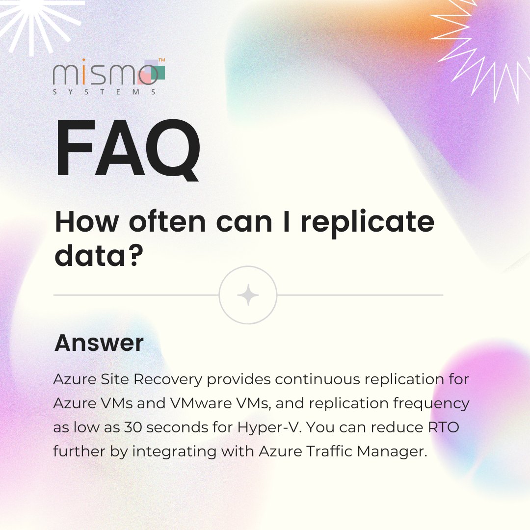 MismoSystems's tweet image. Most Frequently Asked Questions of Azure Site Recovery

Learn More: bit.ly/3BGCuSb

#azuresiterecovery #azure #microsoft #cloud #business #azurebackup #dataprotection #security #digitaltransformation #cloudservices #businesscontinuity #microsoftazure #disasterrecovery
