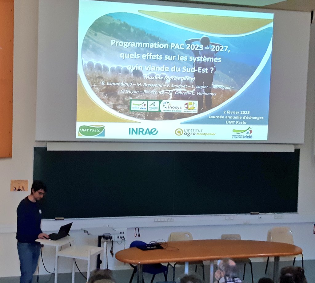 CharlotteDockes's tweet image. 🔴 #UMTPasto @InstitutElevage
@InstitutAgroMtp @inrae_act 
M Marois #INOSYS
présente les nouvelles conditions de la #PAC pour les éleveurs pastoraux.
↪ des évolutions positives pour ces systèmes vertueux
↪mais attention à respecter le chargement minimum de 0,2 UGB/ha.