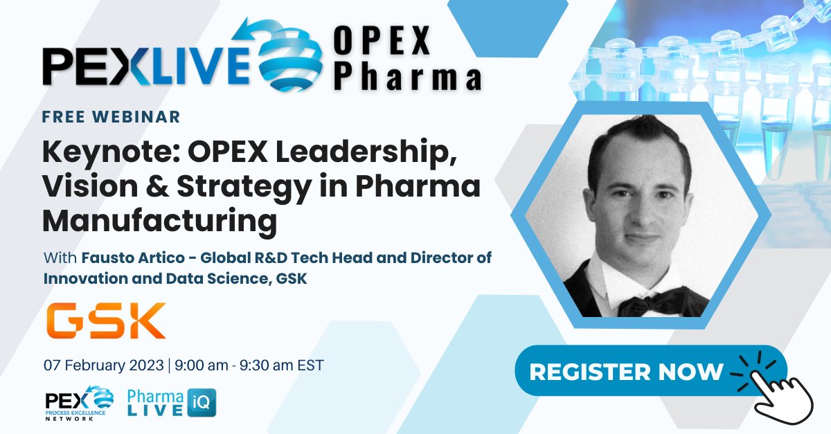 Fausto Artico of <a href="/GSK/">GSK</a> presents:

✔ The state of OPEX in pharma #manufacturing for 2023
✔ Effective strategies for #OPEX leadership in different stages of drug production
✔ Innovative tools for #changemanagement across manufacturing 

✅ Register now: bit.ly/3XLpLp9