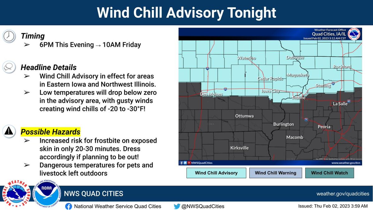 NWS Quad Cities on Twitter "Wind Chill Advisory in effect for areas in