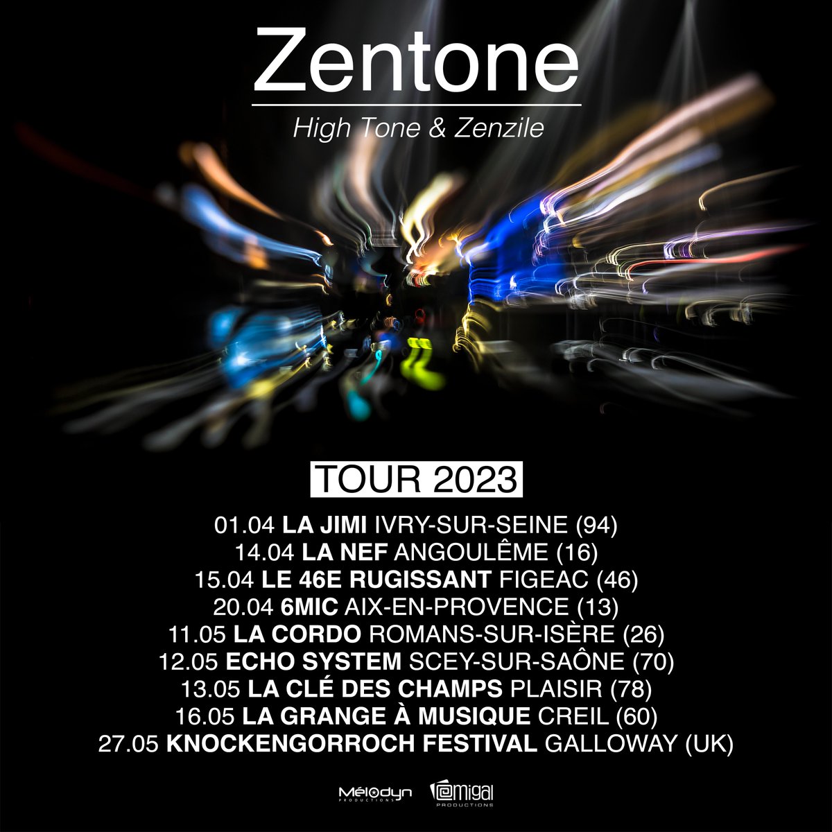 melodynprod's tweet photo. La tournée de #ZENTONE continue!
#JIMIFestival
@lanef16
#Le46eRugissant #SpectacleVivantAstrolabe
@6MICAIX
@la_cordonnerie
@ECHOSYSTEM70
#LaClédesChamps
@GRANGEAMUSIQUE
@Knockengorroch
@zenzilemusic / #HighTone / @MIGALprod / @JarringEffects https://t.co/k99mXRIqNO