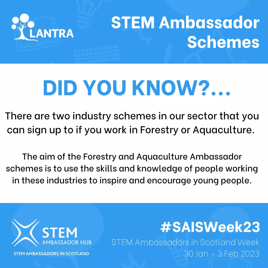 LantraScotland's tweet photo. Did you know you can become a STEM Ambassador whatever your background or experience? Visitย https://t.co/udzRg87TxQ to find out more. @ScotSTEMAmb @SSERCofficial @Lantra_Careers #SAISWeek23 https://t.co/eEqfe2Oxs6
