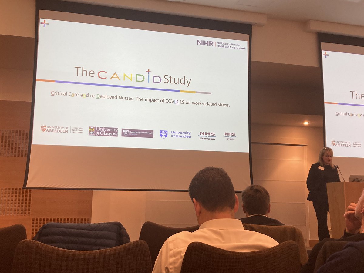Great to see the @NHSResearchScot wide CANDID study presented @UKCCRGroup. Important #mixedmethods study highlighting the impact of #COVID19 on the (fantastic) critical care nursing workforce.