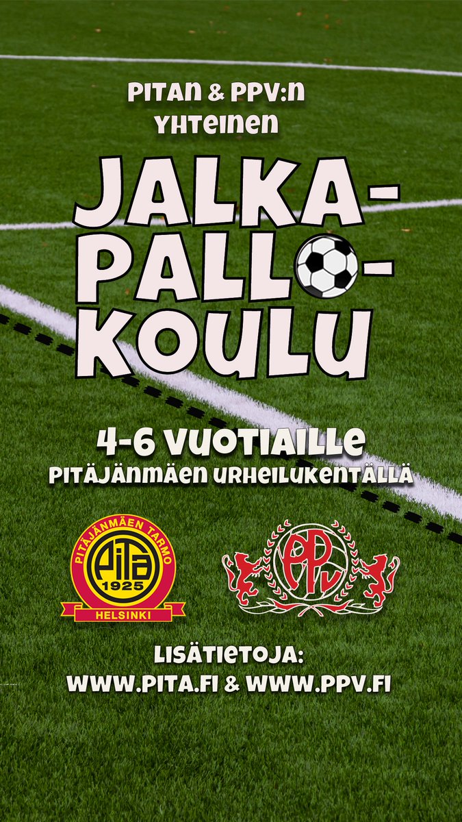 PPV:n suosittu futiskoulu 4-6 vuotiaille tytöille ja pojille järjestetään jälleen. Tänä vuonna futiskoulu on entistäkin parempi sillä järjestämme sen yhdessä PiTan kanssa. Mukaan futiskouluun pääset täältä: ppv.fi/lomakkeet/7647…