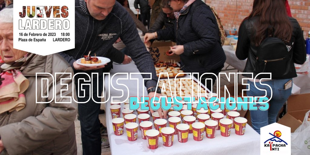 ¡Vuelve el JUEVES LARDERO, de Kaipacha Inti!
📆 Jueves 16 de Febrero
🕕 18:oo h
📍  Pza. de España (Lardero)

☑️ Degustaciones 
☑️ II Concurso de Tartas y Bizcochos
☑️ Venta de artesanía
☑️ Disco móvil
☑️ Actuaciones
☑️ Toro de fuego
☑️ … Y MUCHA SOLIDARIDAD

#jueveslardero