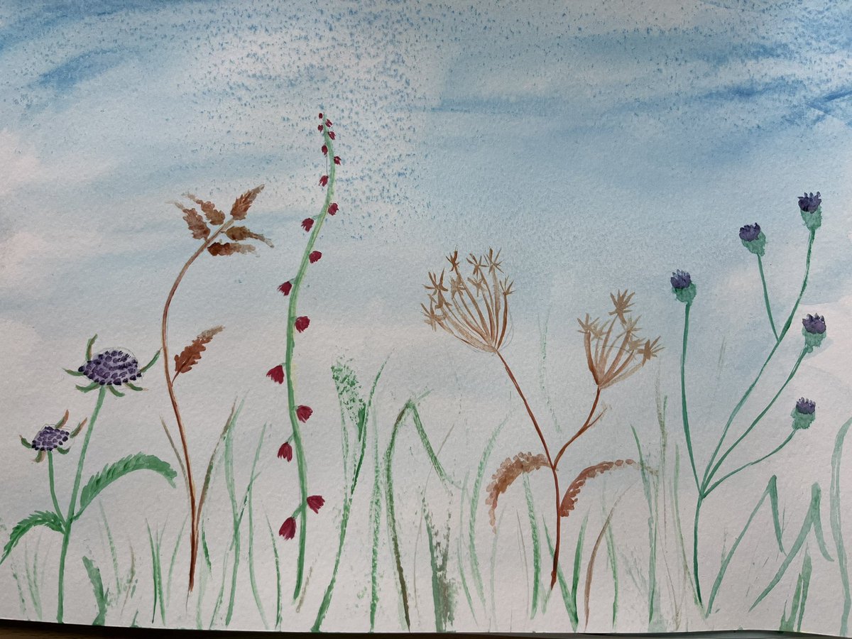 And once more with colour. Lovely relaxing painting session last night with @BurnhamLandD we were both drawn to paint nature at the end of our busy days #WaterColours #Painting