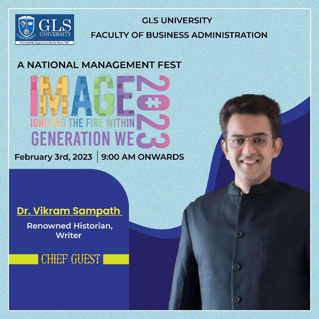 fbaglsbba's tweet photo. It's a pleasure for us at the Faculty of Business Administration, GLS University, to welcome Dr. Vikram Sampath, an acclaimed historian and writer at our National Management Fest: IMAGE 2023.

@vikramsampath https://t.co/eGIDVcY92M