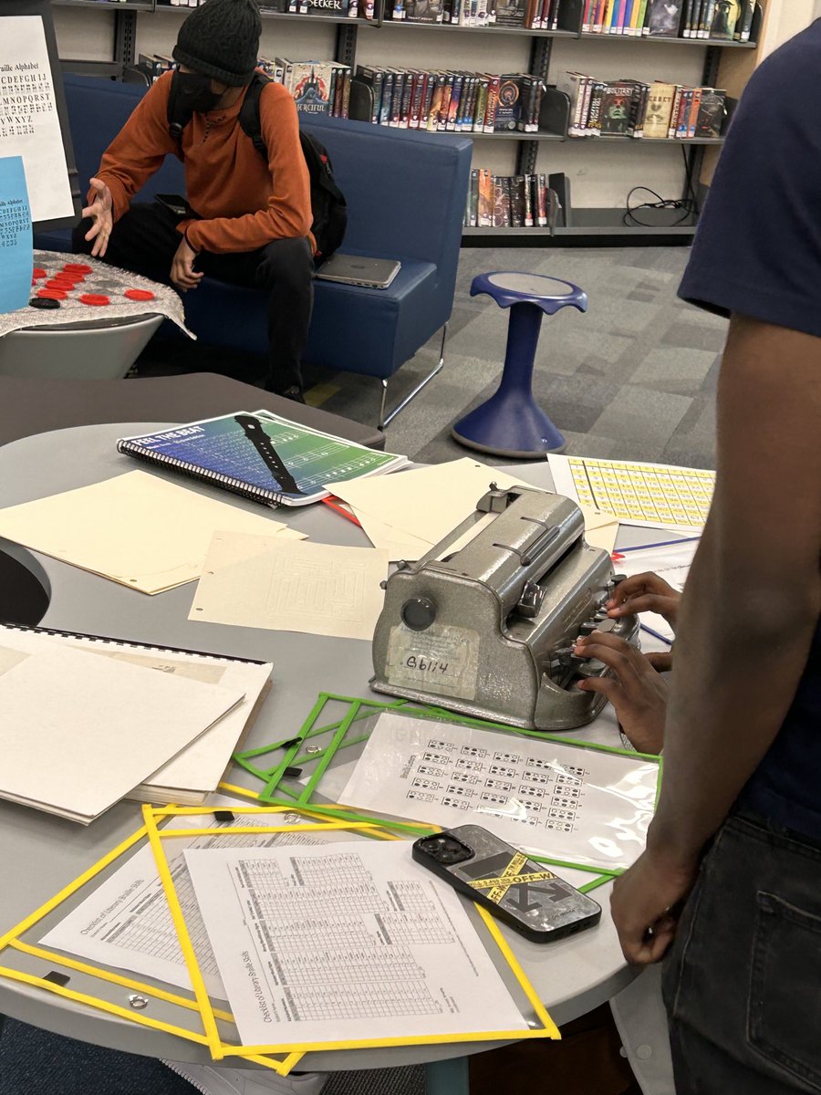 SCPSCHSLIBRARY's tweet image. CHS students interact with braille to learn what it’s like to be visually impaired.